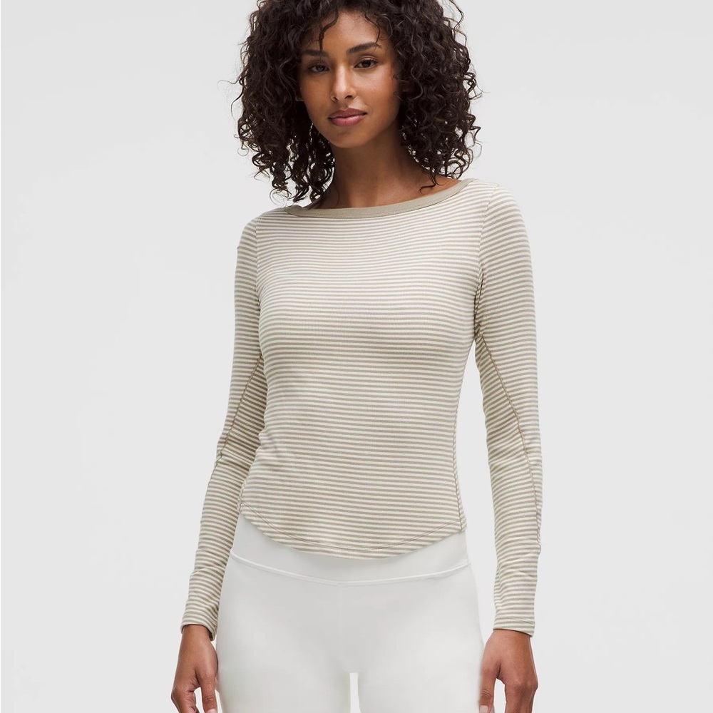 Lululemon Hold Tight Boatneck Striped Long Sleeve Shirt, women’s size 6